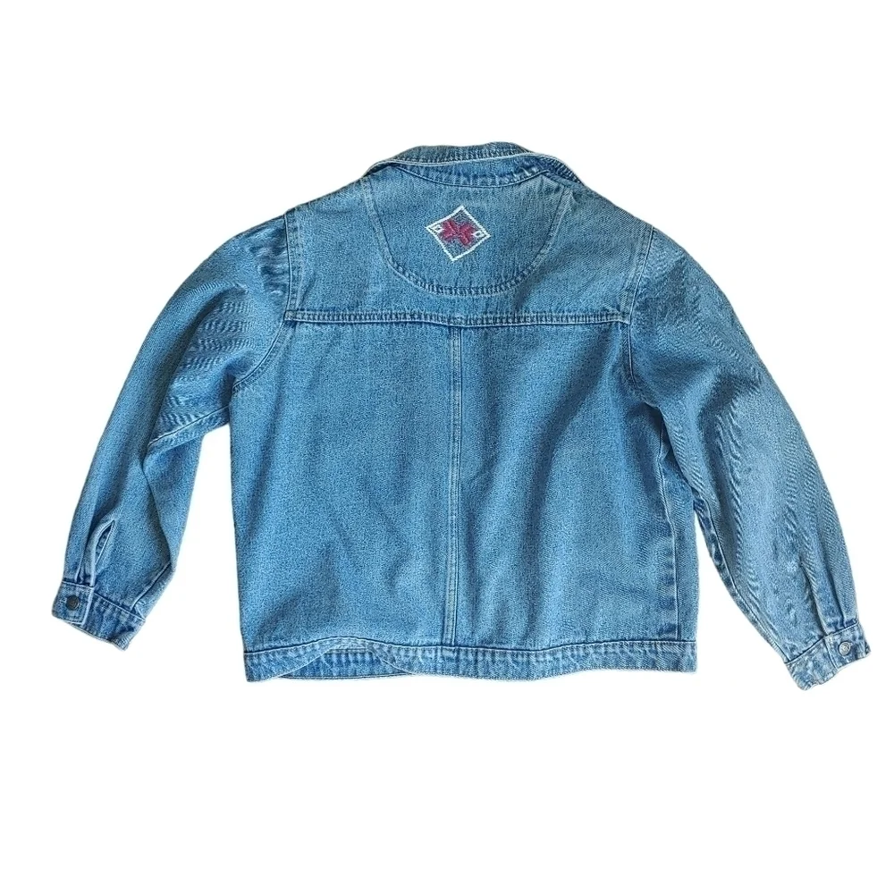 Vintage 90s y2k embroidered denim zip up denim jacket size 2x - Picture 2 of 7